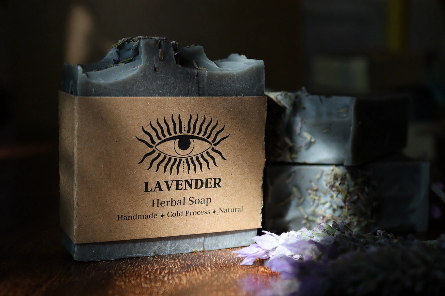 Handcrafted lavender and oat cold process soap bar for sensitive skin, small batch calming herbal soap with shea butter and plant oils, made by Drabarni Medicine