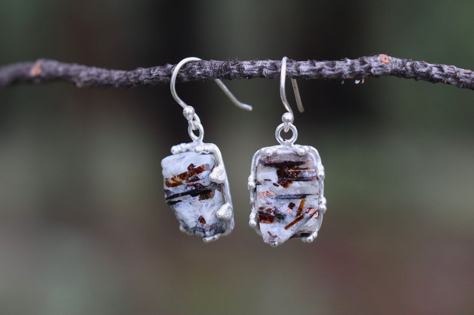 Astrophyllite Crystal Jewelry with bronze blades for Shadow Work and Inner Light.