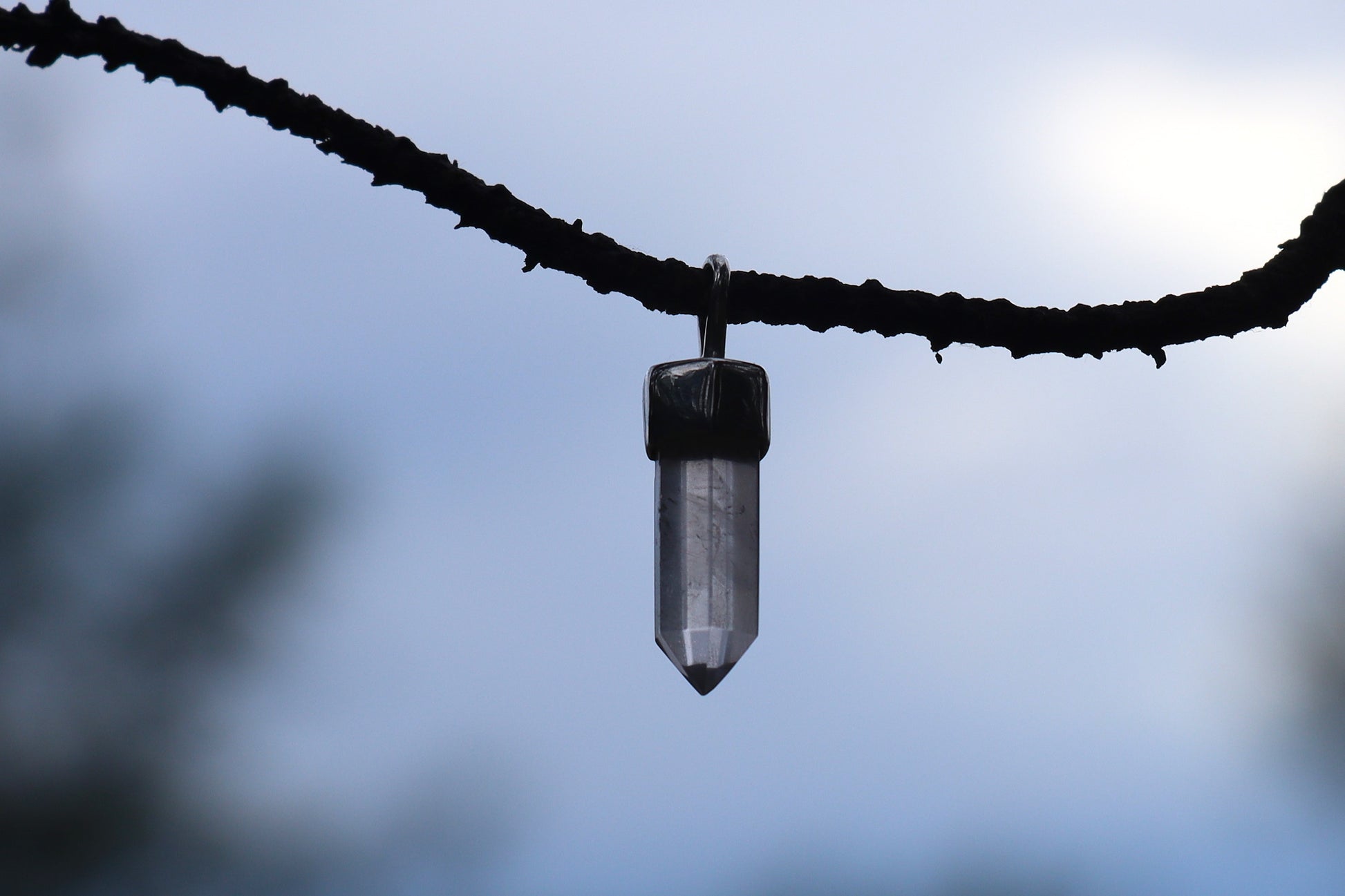 Natural Clear Quartz Crystal Pendant in 925 Sterling Silver. Focus on Clarity and Inner Knowing.