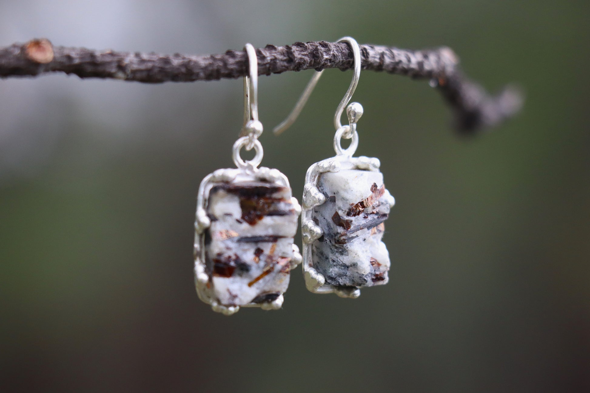 Handcrafted Silver Earrings with Astrophyllite promoting spiritual awakening and deep inner healing.