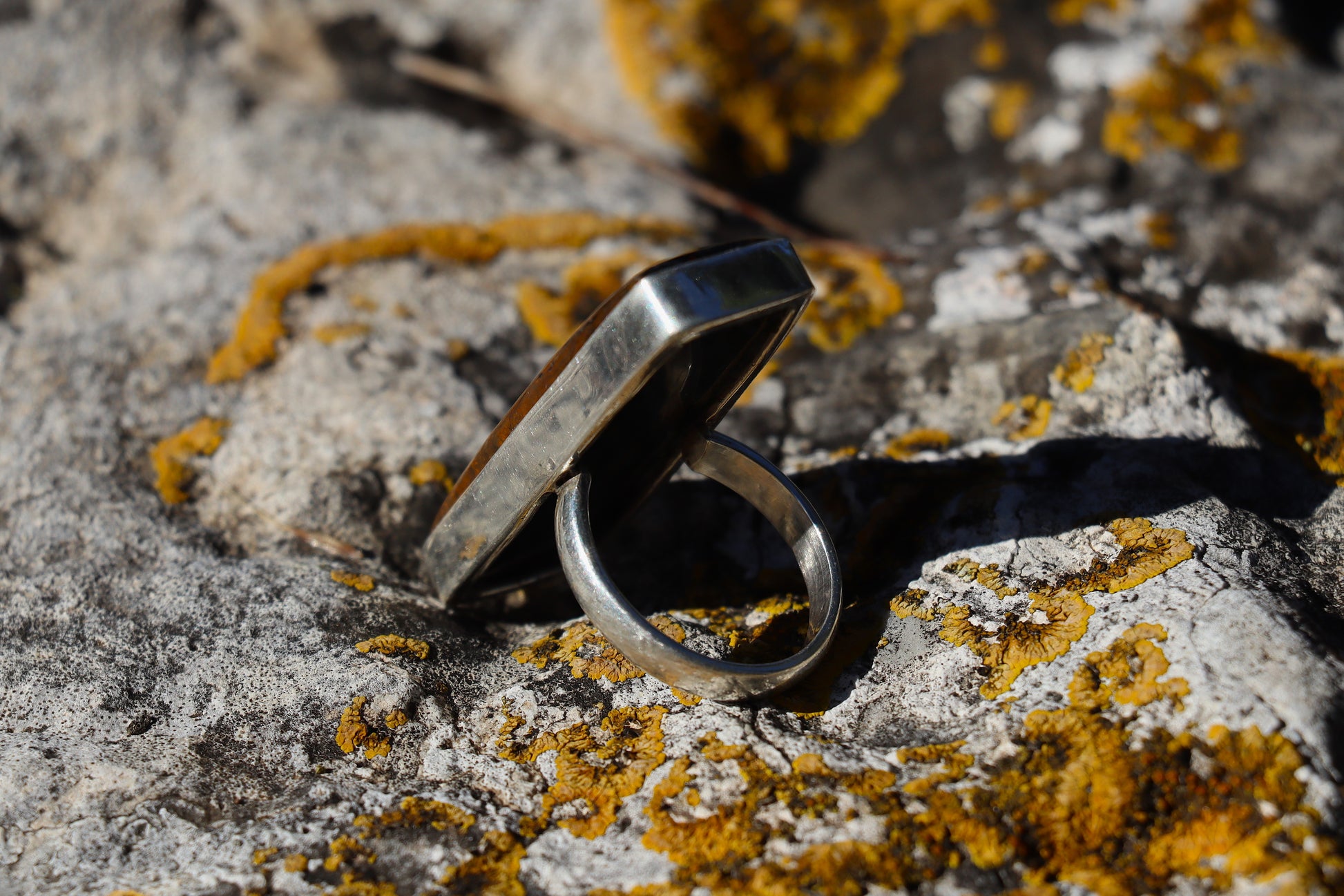 Handcrafted Silver Ring with Blue Tiger's Eye promoting mental boundaries and nervous system calm.