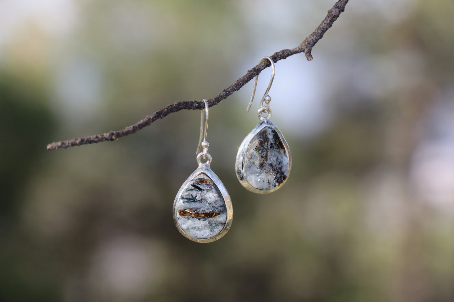 Natural Astrophyllite Crystal Earrings. Spiritual awakening and integration jewelry.