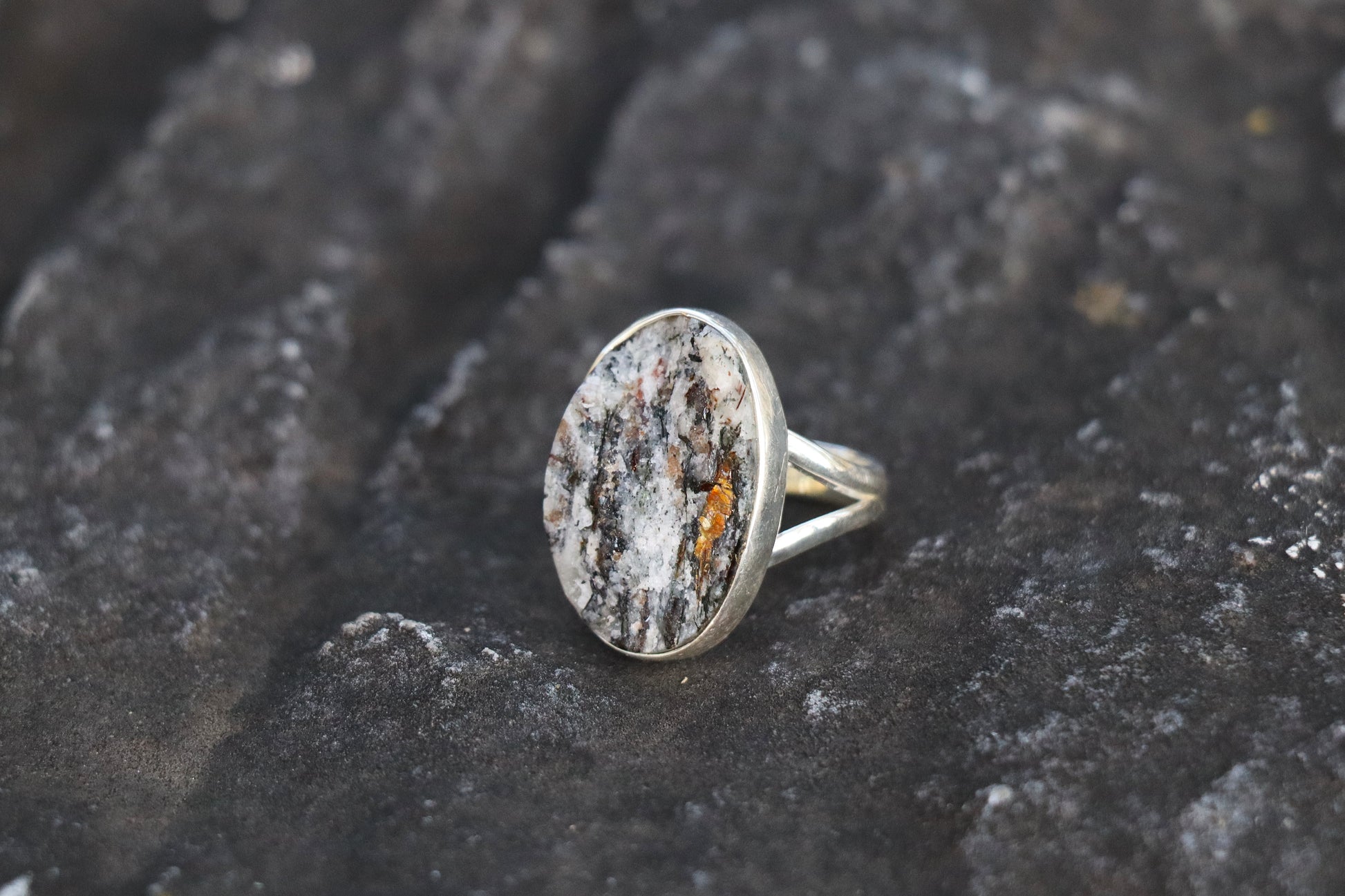 Raw Astrophyllite Ring in 925 Sterling Silver. Pluto crystal for Shadow Work and Transformation.