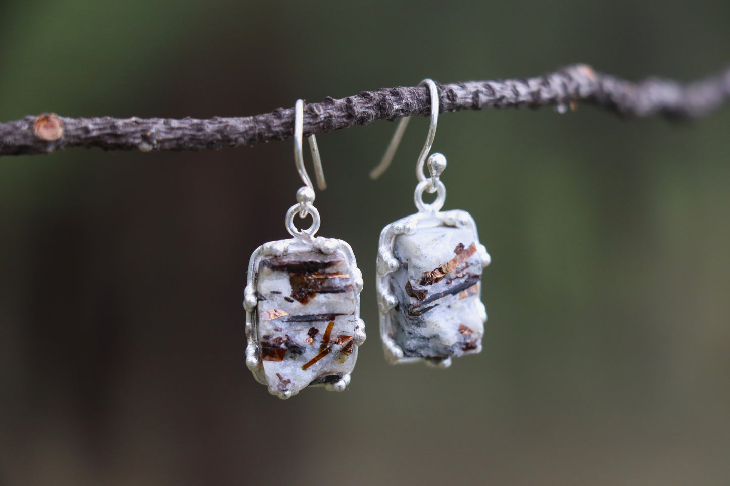 Handcrafted 925 Silver Earrings with Astrophyllite gypsy boho style