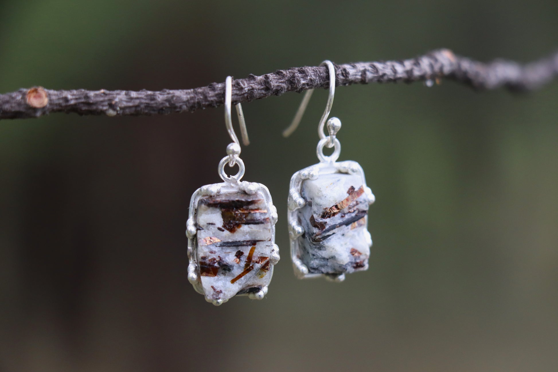Handcrafted 925 Silver Earrings with Astrophyllite gypsy boho style