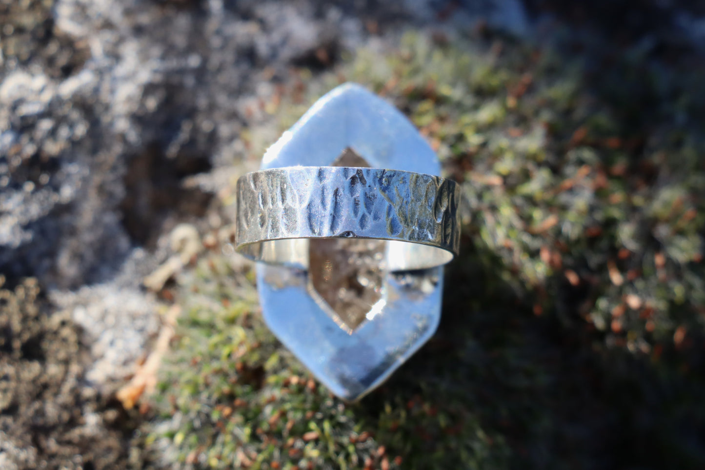 Back of the Raw Smoky Quartz Ring in 925 Sterling Silver. 