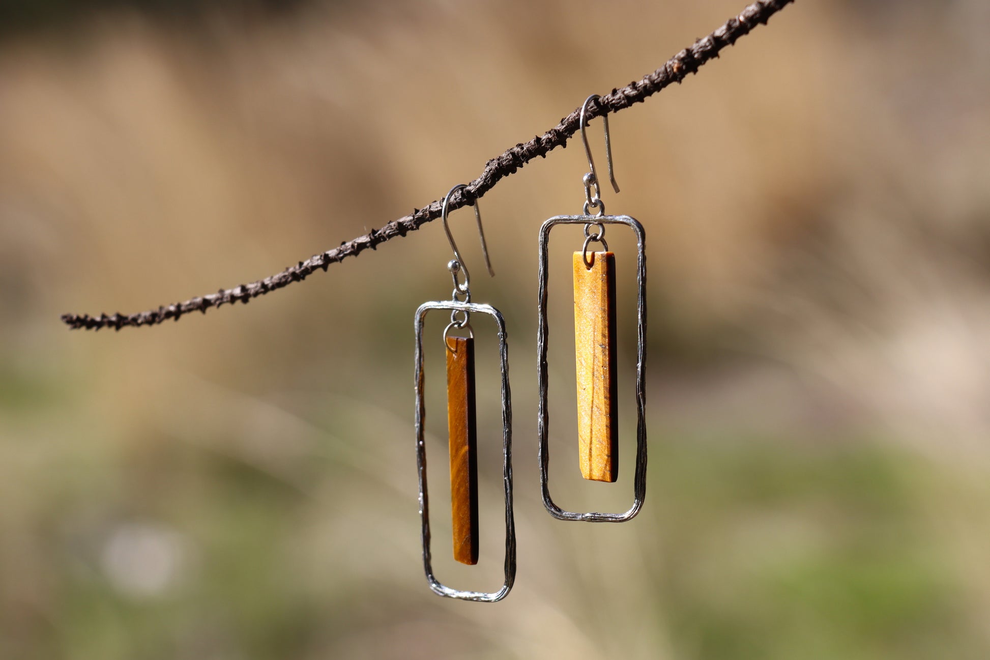 Yellow Tiger's Eye Jewelry for Grounded Confidence and Self Trust. Statement Earrings.