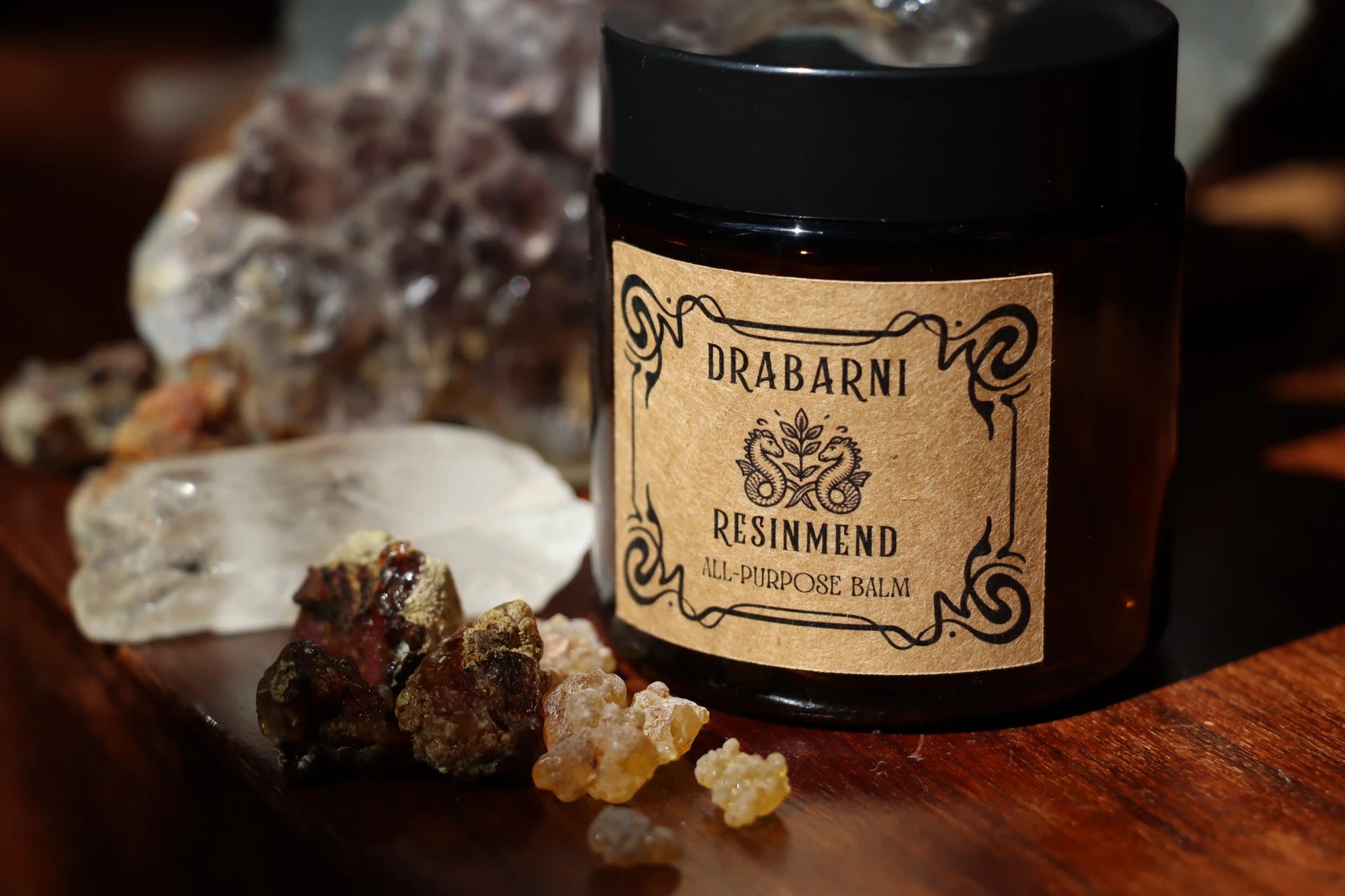 All purpose healing salve with pine resin, frankincense and myrrh for cuts, cracked skin, muscle relief and chest rub