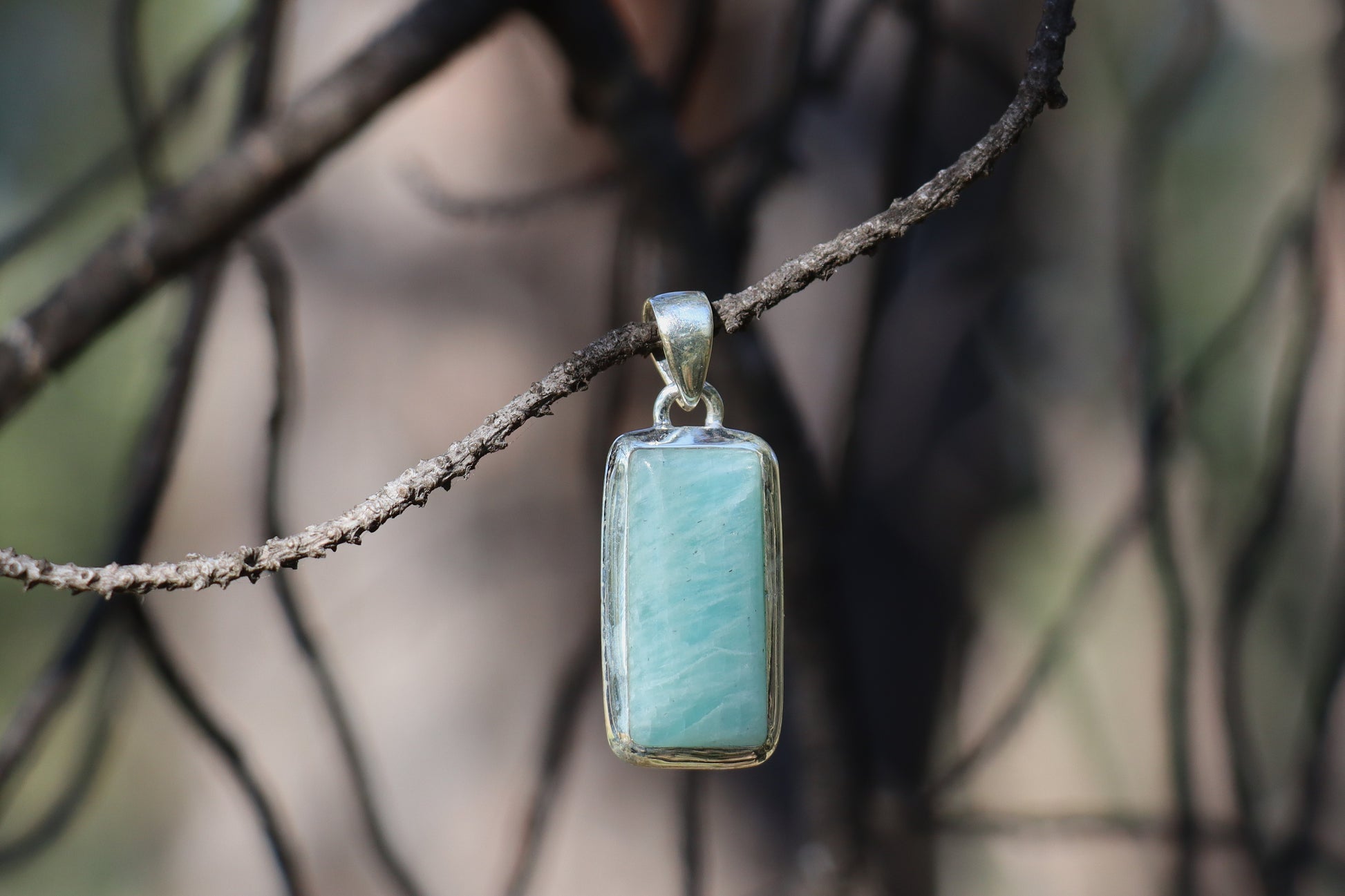 Amazonite Pendant in 925 Sterling Silver. Venus Uranus crystal for Honest Expression.