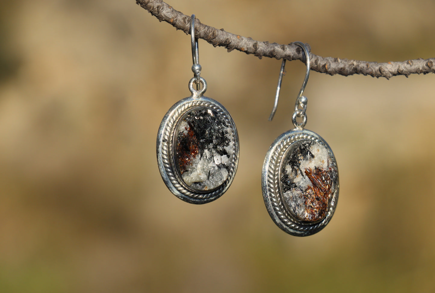 Gypsy Astrophyllite Earrings in 925 Sterling Silver. Pluto crystal for Shadow Work.