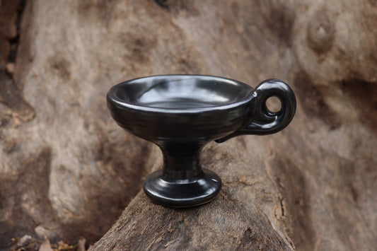 Hand-formed ceramic censer and resin incense burner, a sacred vessel for burning frankincense and charcoal during meditation.