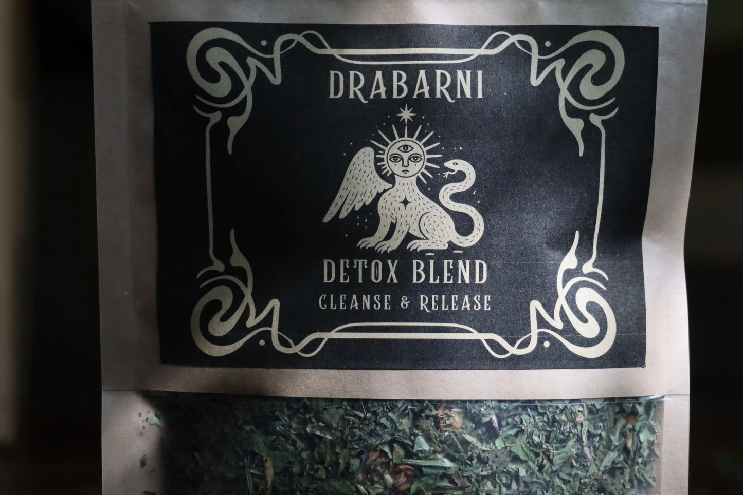 Detox Drops herbal detox tea by Drabarni Medicine — small batch loose leaf blend with dandelion, cleavers, burdock root and nettle for lymphatic drainage and liver and kidney support