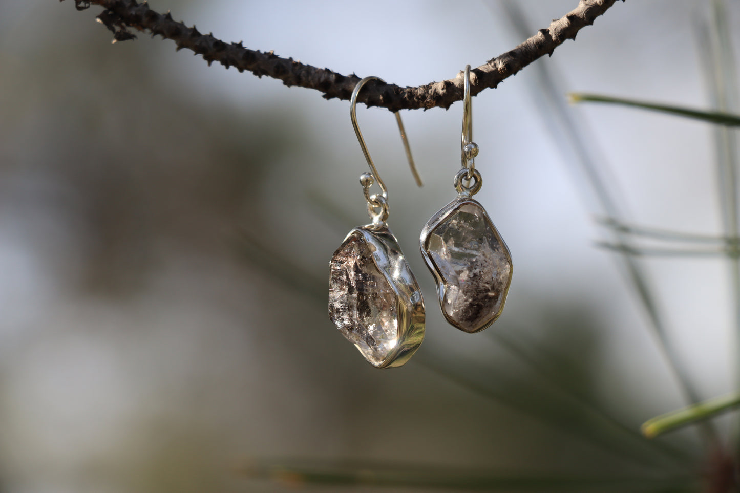 Earthy jewelry featuring Black Rutilated Quartz. Third Eye and Root Chakra support.