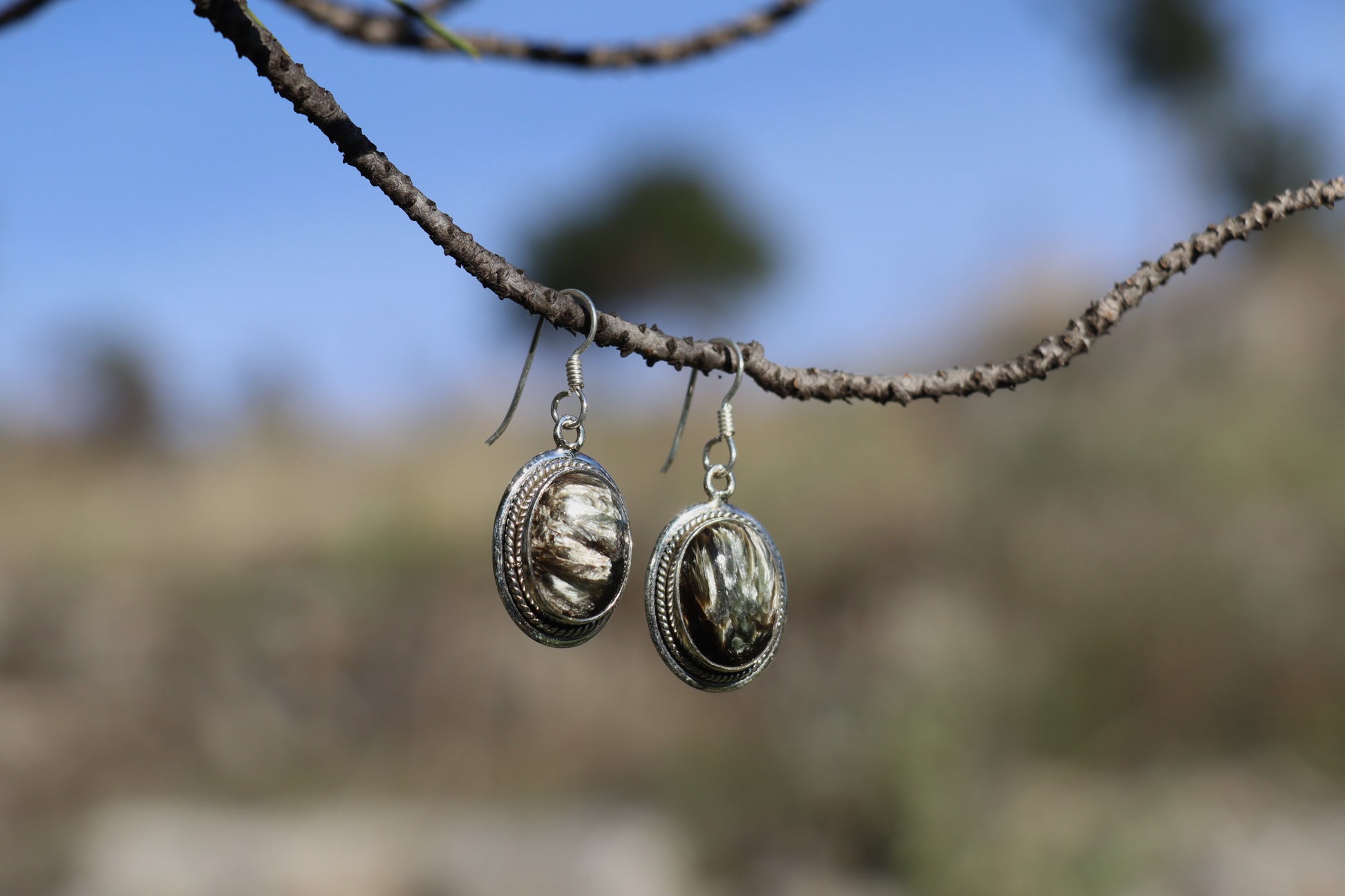 Earthy jewelry featuring Natural Seraphinite. Self-care stone for recovery and rest.