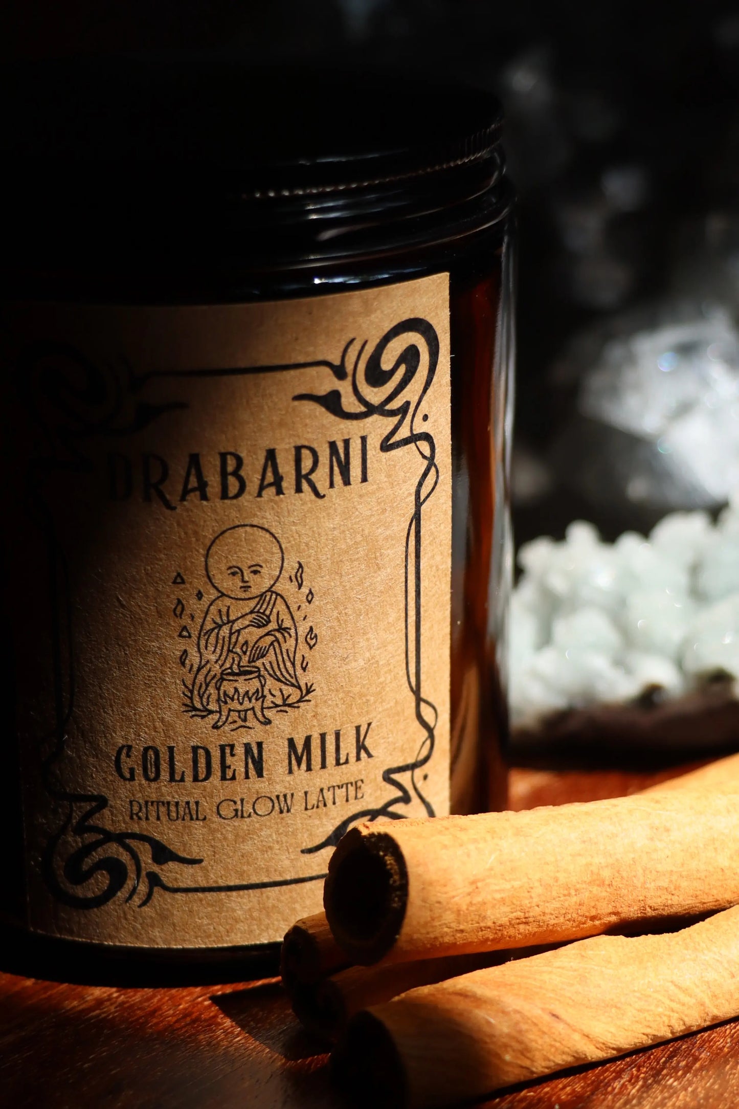 Golden Milk powder blend with Turmeric and Astragalus root for immune support and digestion. Traditional Ayurvedic Haldi Doodh recipe with warming spices like Ginger, Galangal, and Cardamom. Natural anti-inflammatory supplement for gut health, vitality, and inflammation relief. Hand-crafted botanical warming latte for daily wellness ritual.