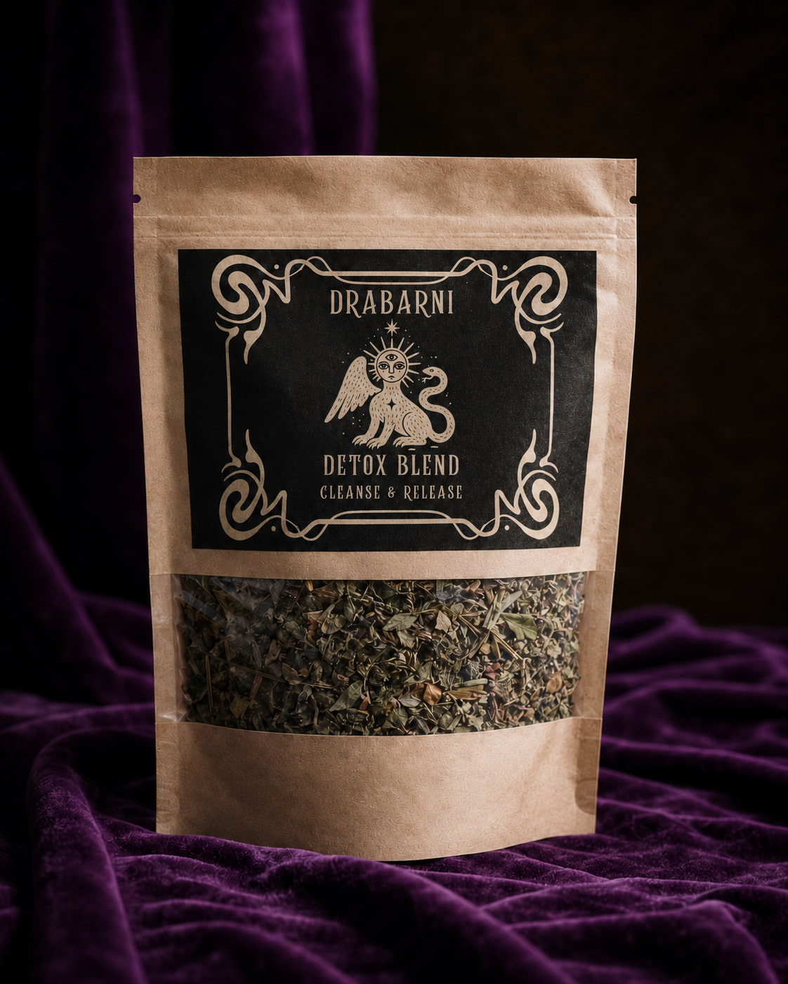 Detox Drops herbal detox tea by Drabarni Medicine — small batch loose leaf blend with dandelion, cleavers, burdock root and nettle for lymphatic drainage and liver and kidney support