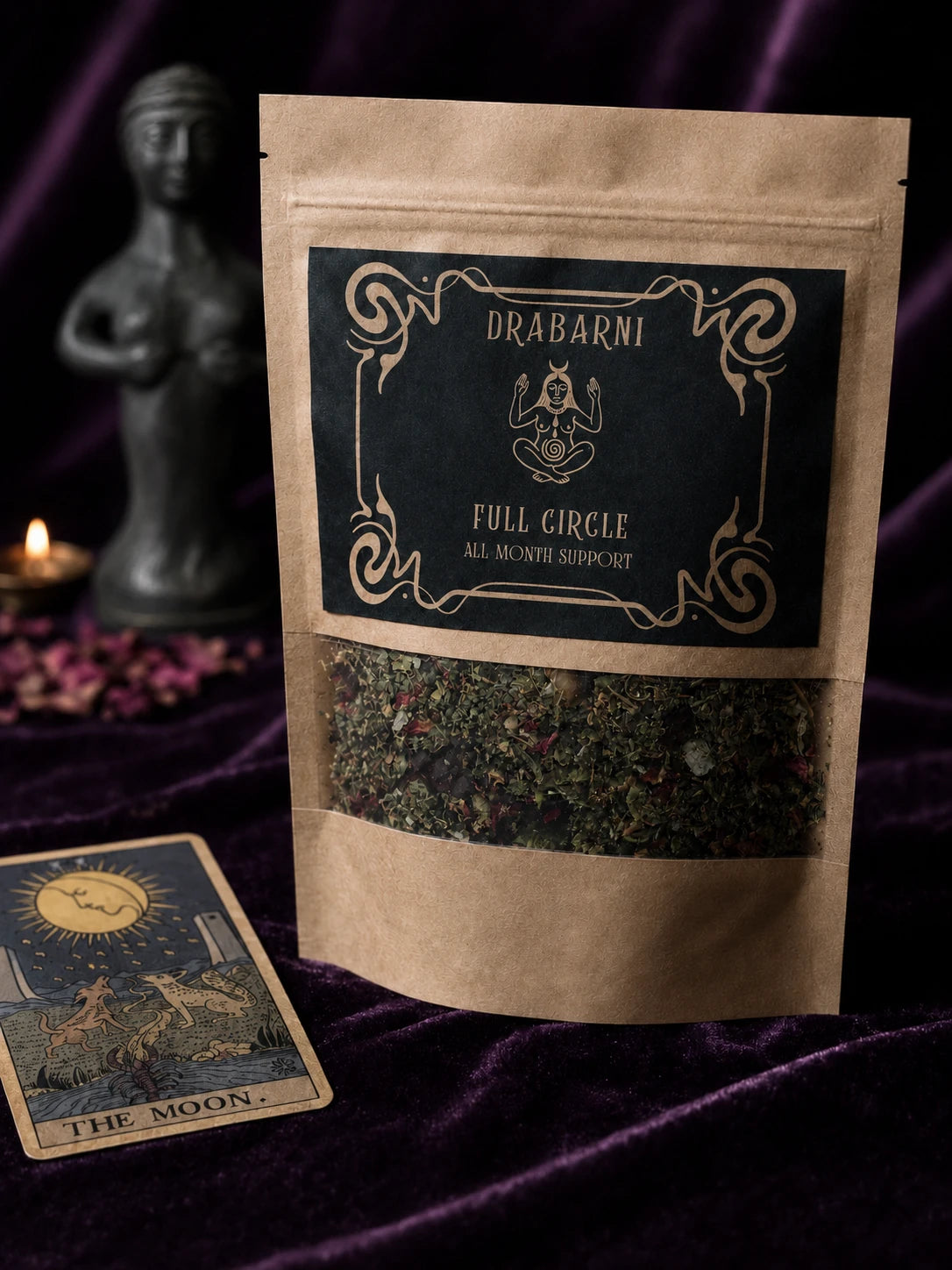 Full Circle herbal tea blend for women ~ hand-blended with raspberry leaf, nettle, red clover, hibiscus and rose for cycle support, womb nourishment, hormonal balance and menstrual health. Made by a clinical herbalist.