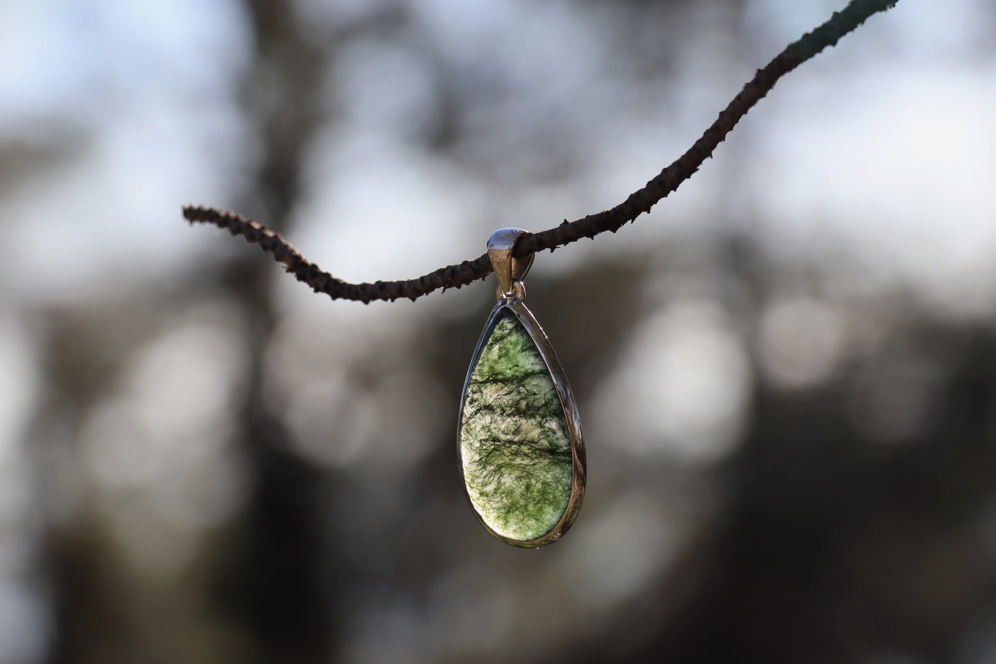 Green Moss Agate Jewelry. Earth Memory stone for Gentle Growth and renewal.