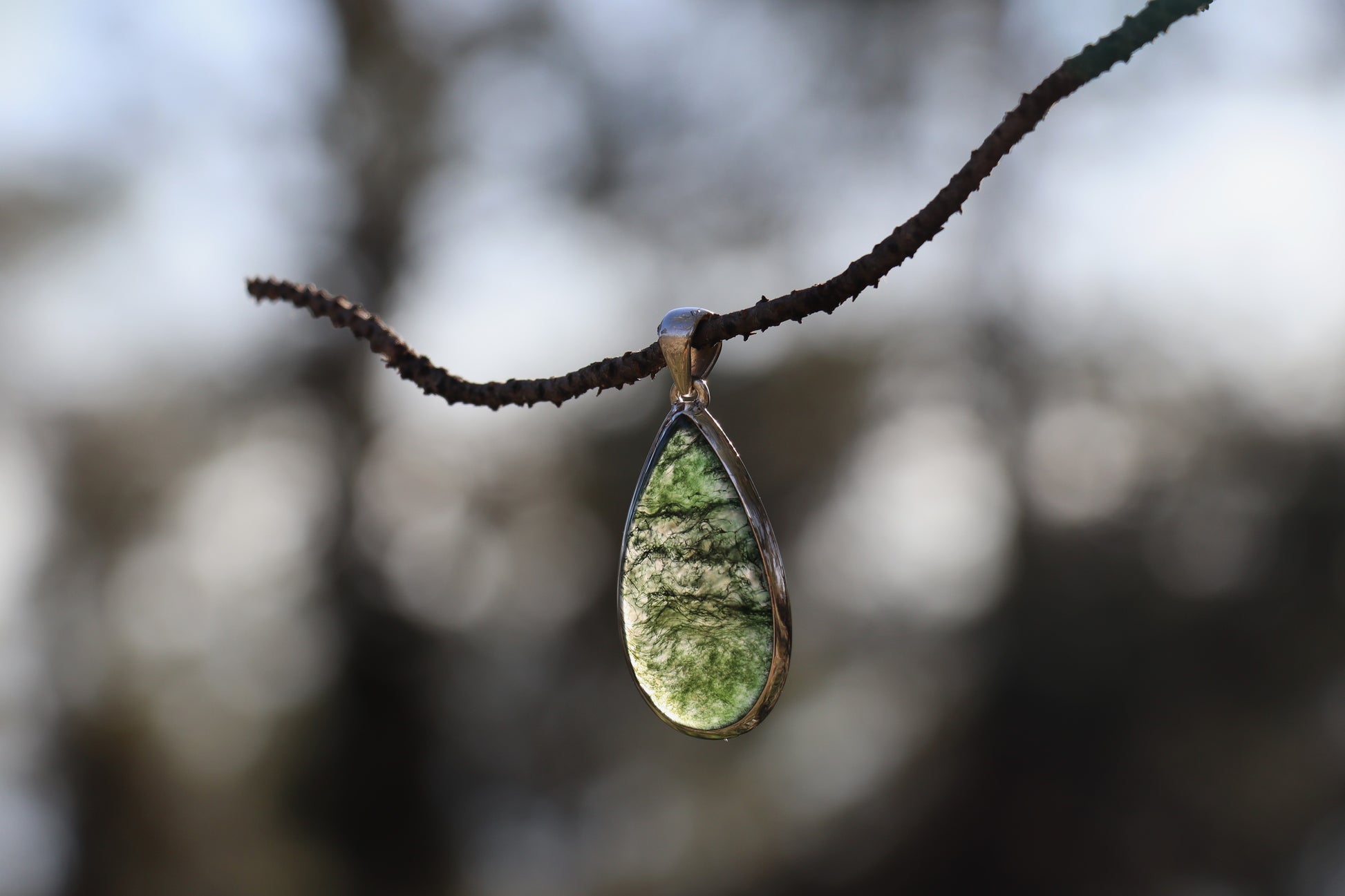 Green Moss Agate Jewelry. Earth Memory stone for Gentle Growth and renewal.