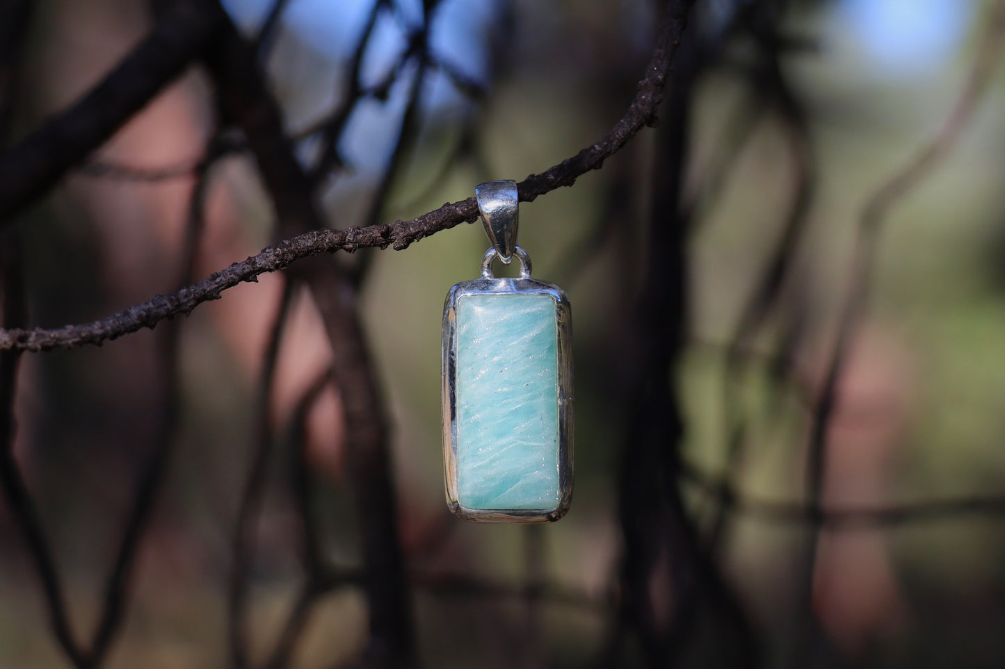 Amazonite Crystal Pendant. Soothing energy for nervous system and self-trust.