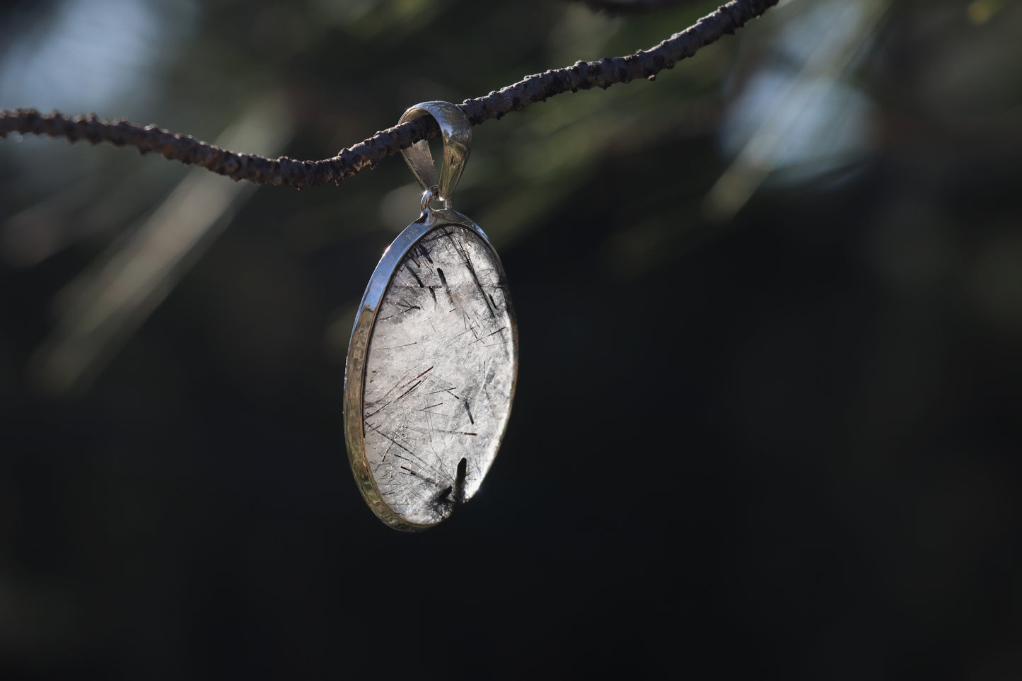 Rutilated Quartz Pendant in 925 Sterling Silver. Sun Uranus crystal for Clarity.