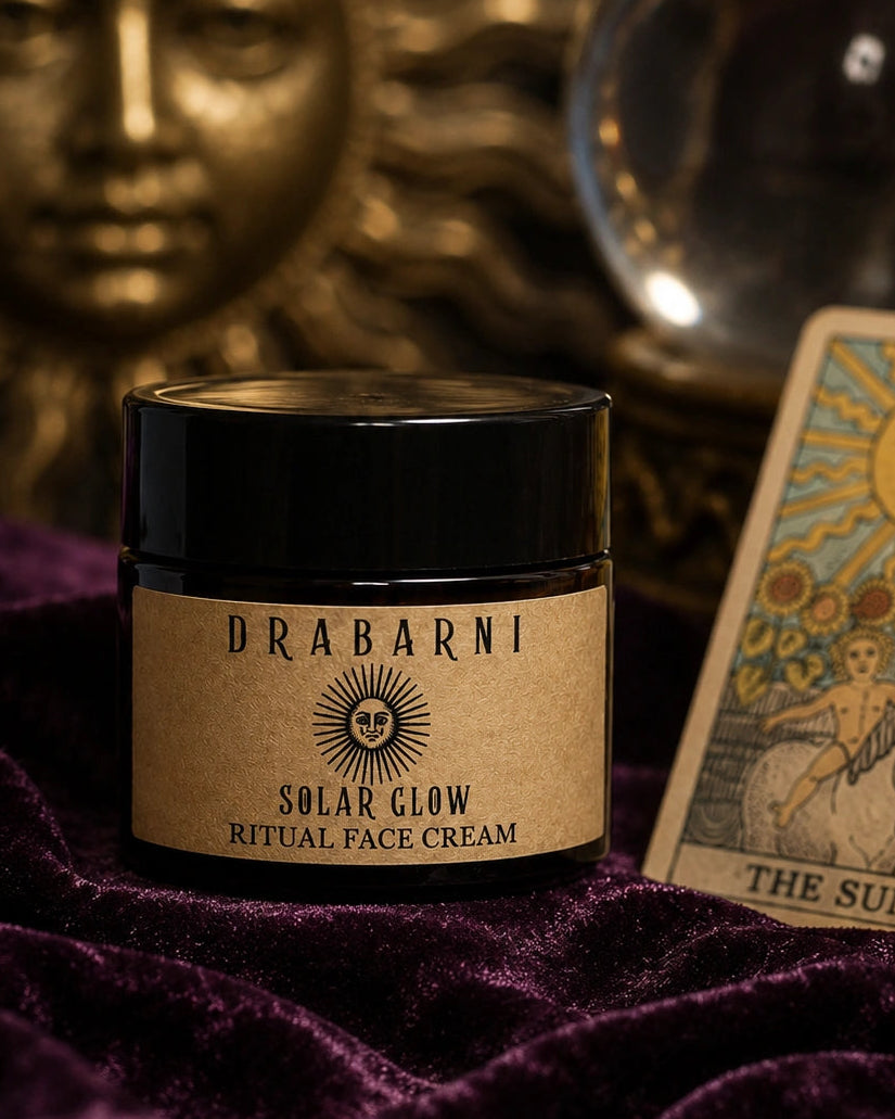 Solar Glow face cream with Frankincense and Rose for skin renewal and natural anti-aging.