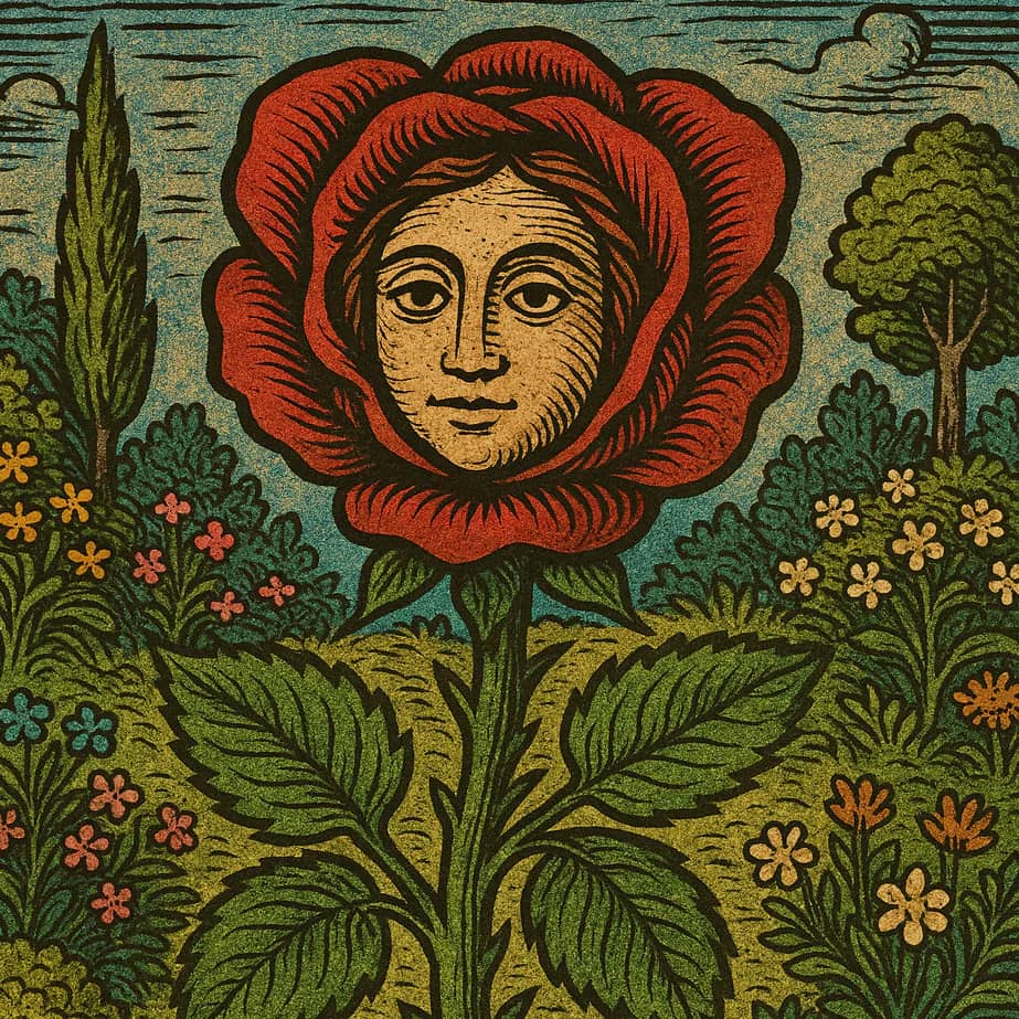 Astroherbalism illustration of the Rose, the primary Herb of Venus, for self-worth, heart-opening, and sacred healing.